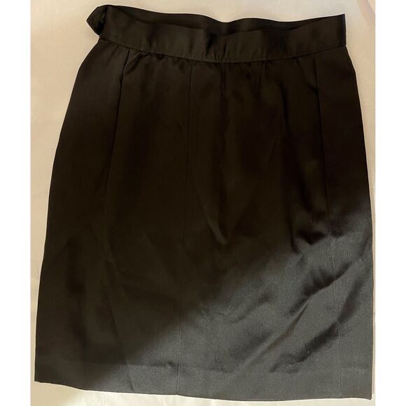 SAINT LAURENT RIVE GAUCHE BLACK SATIN SKIRT Sz: 42 - Picture 4 of 11